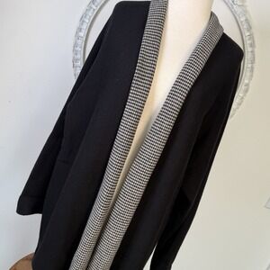 Chico's Black Open Front Shawl Cardigan Sweater Womens 2 Medium 12 Herringbone